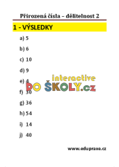 Přirozená čísla – dělitelnost 2