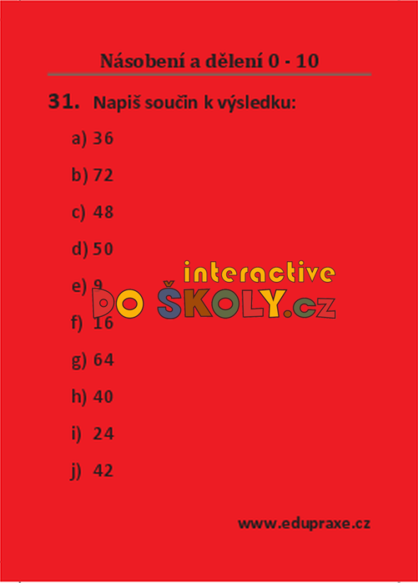Násobení a dělení 0 - 10