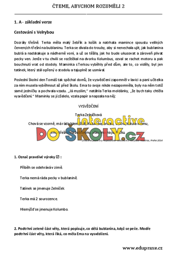 Čteme, abychom rozuměli 2 – diferencované PL pro rozvoj ČG (3. - 4. ročník)