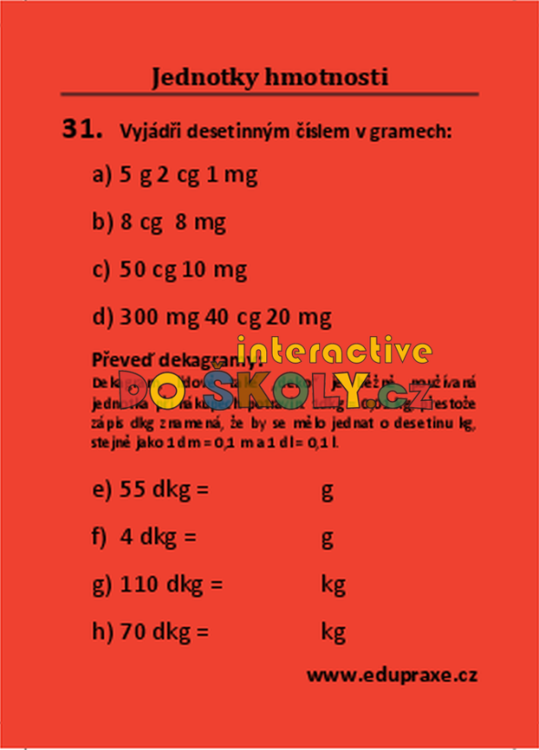 Převody jednotek hmotnosti