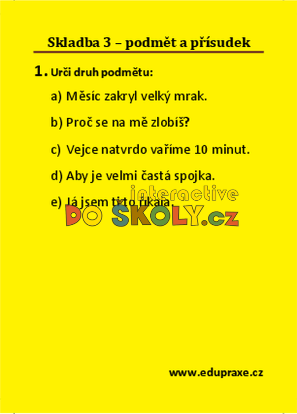Skladba 3 – podmět a přísudek