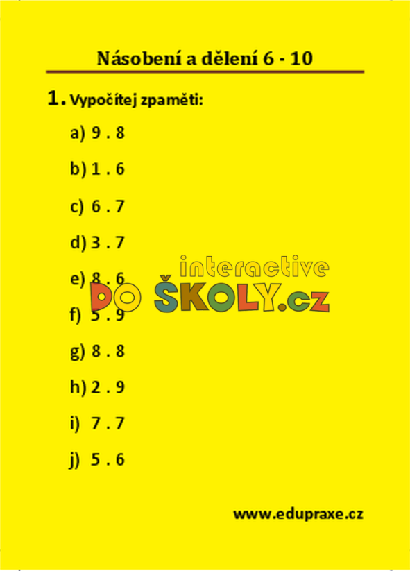 Násobení a dělení 6 - 10