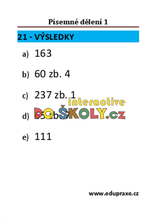 Písemné dělení 1 (3. + 4. ročník)