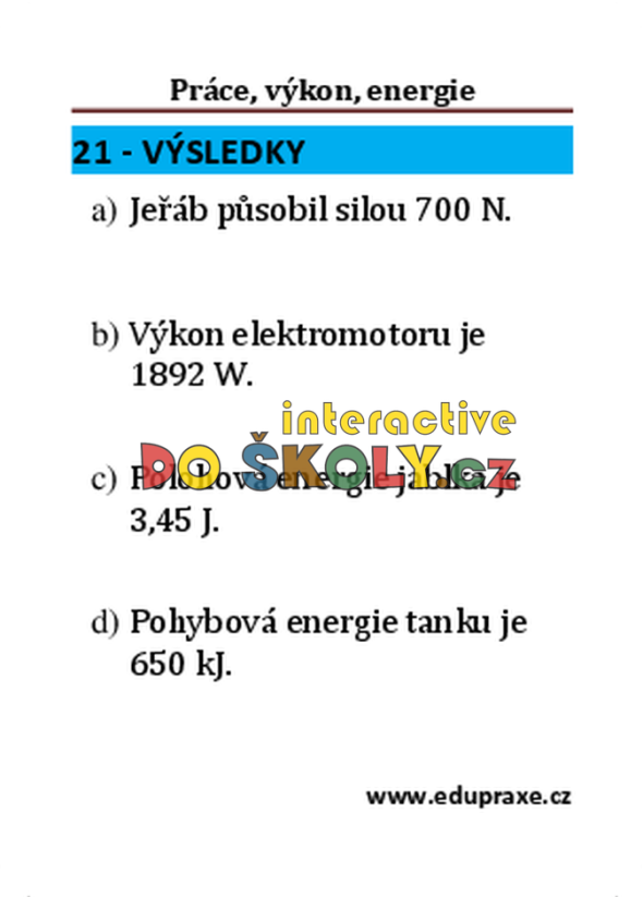 Práce, výkon, energie