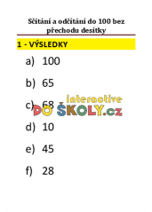Sčítání s odčítání do 100 bez přechodu desítky