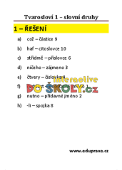 Tvarosloví 1 – slovní druhy