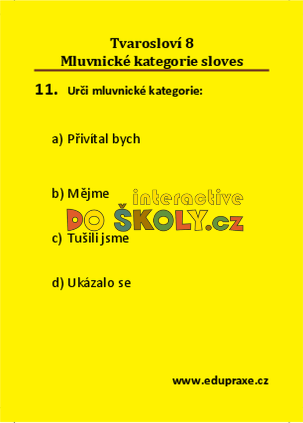 Tvarosloví 8 – mluvnické kategorie sloves
