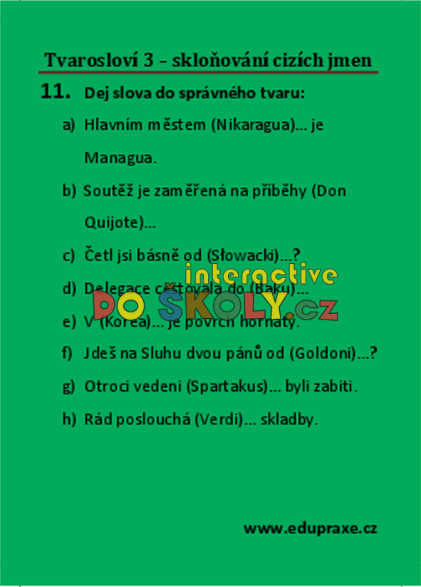 Tvarosloví 3 – skloňování cizích jmen