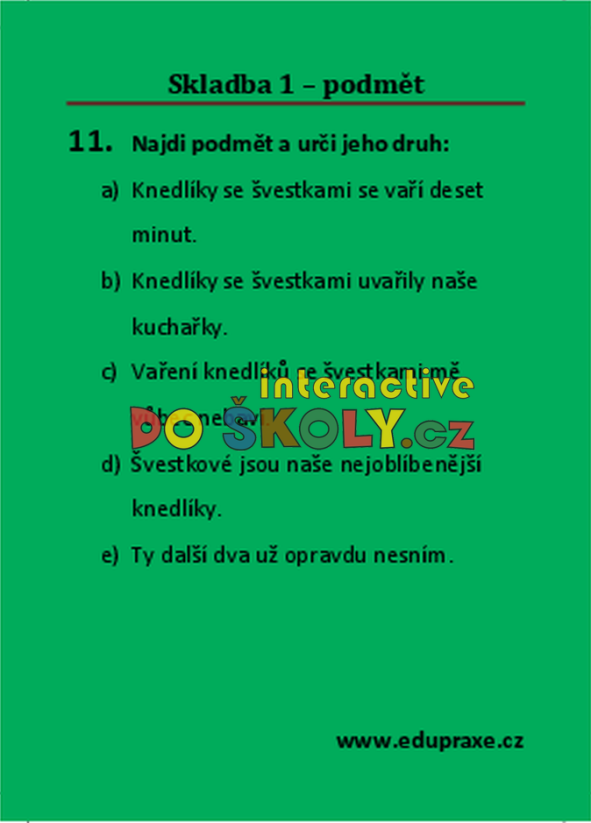 Skladba 1 – podmět