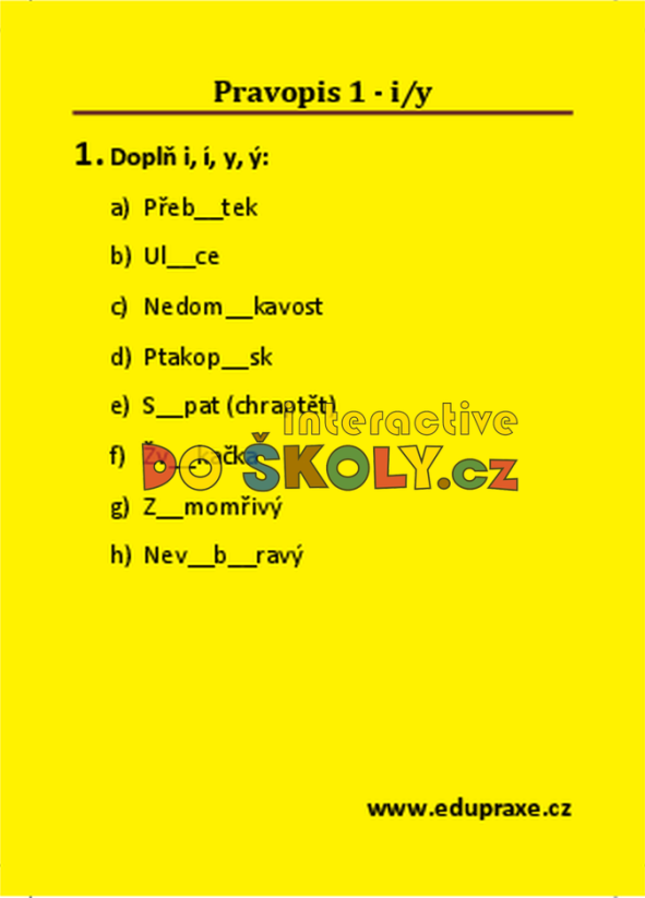 Pravopis 1 – i/y