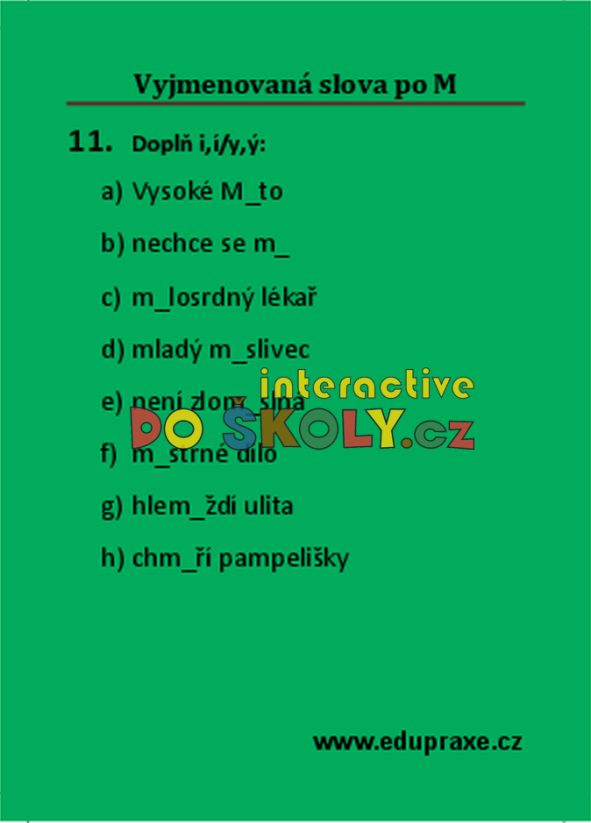 Vyjmenovaná slova po „M“
