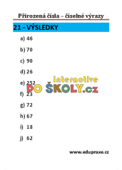 Přirozená čísla – číselné výrazy