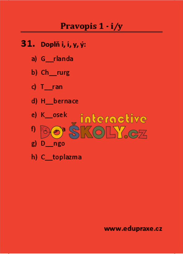 Pravopis 1 – i/y
