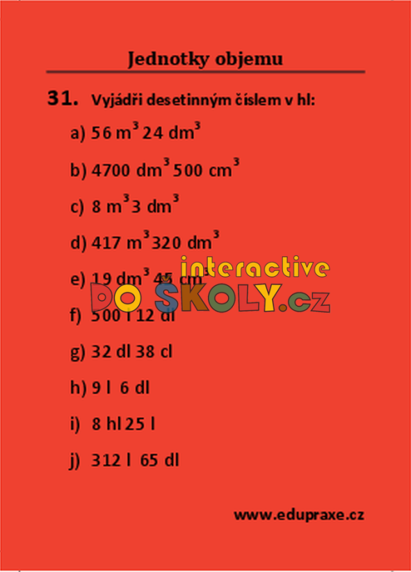 Převody jednotek objemu