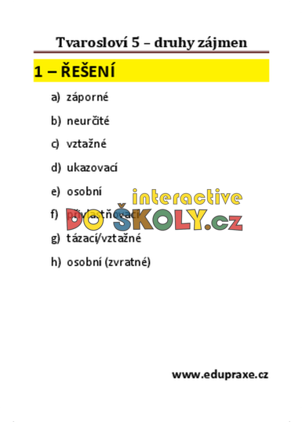 Tvarosloví 5 – druhy zájmen – NOVINKA