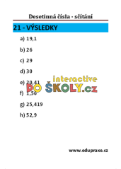 Desetinná čísla – sčítání