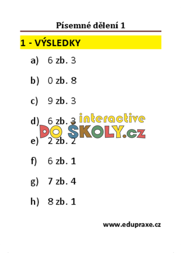 Písemné dělení 1 (3. + 4. ročník)