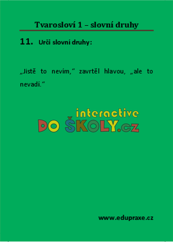 Tvarosloví 1 – slovní druhy
