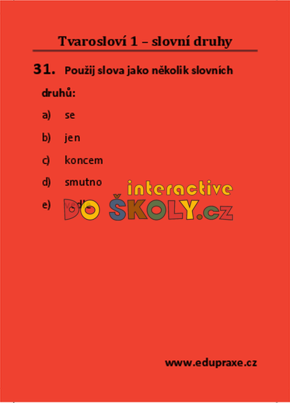 Tvarosloví 1 – slovní druhy