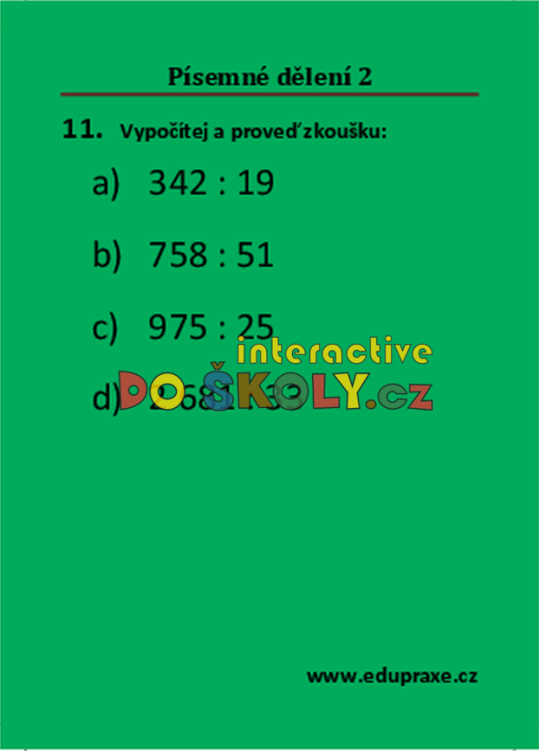 Písemné dělení 2 (4. + 5. ročník)