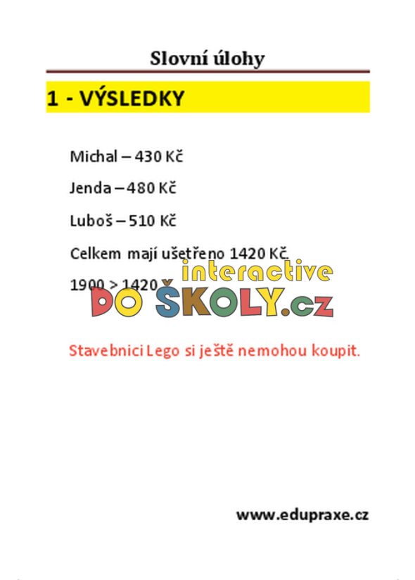 Slovní úlohy (5. ročník)