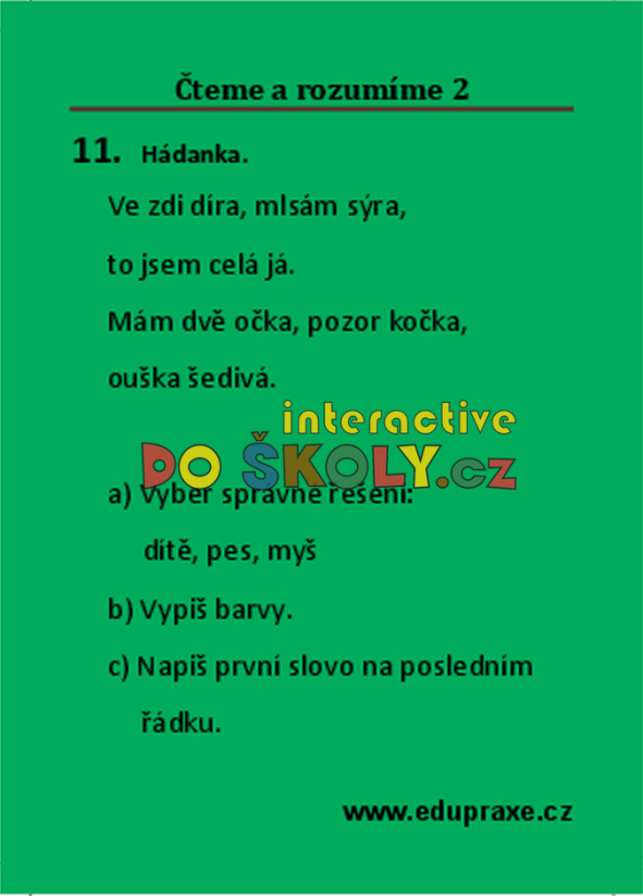 Čteme a rozumíme II (pro 1. + 2. ročník)