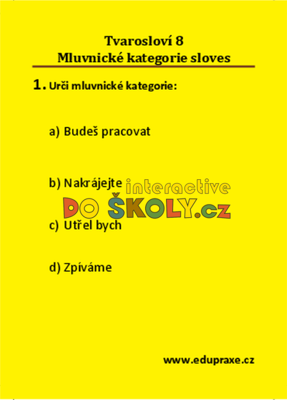 Tvarosloví 8 – mluvnické kategorie sloves