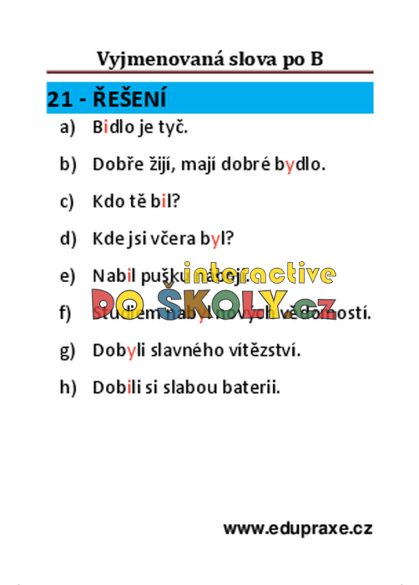 Vyjmenovaná slova po „B“