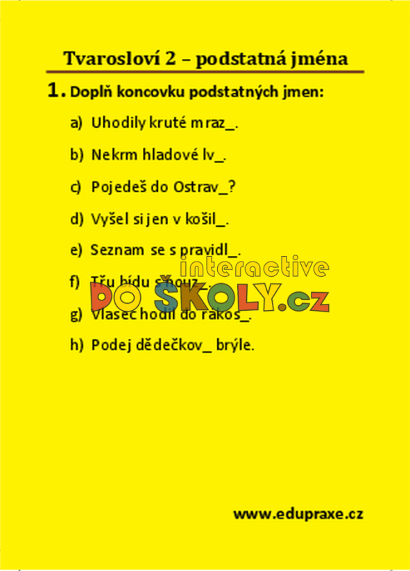 Tvarosloví 2 – podstatná jména