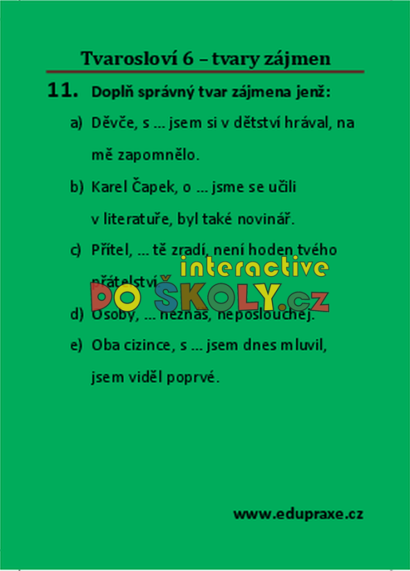 Tvarosloví 6 – tvary zájmen