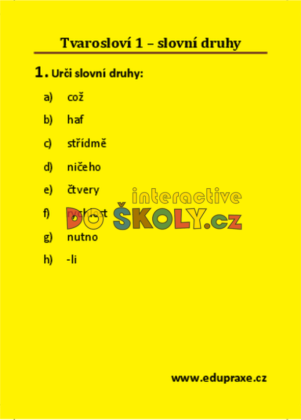 Tvarosloví 1 – slovní druhy