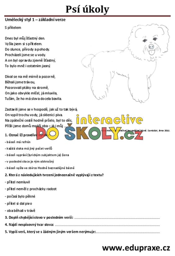 Psí úkoly – diferencované PL pro rozvoj čtenářské gramotnosti (2. st.)