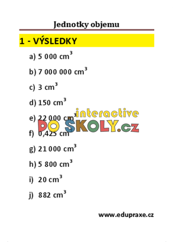 Převody jednotek objemu