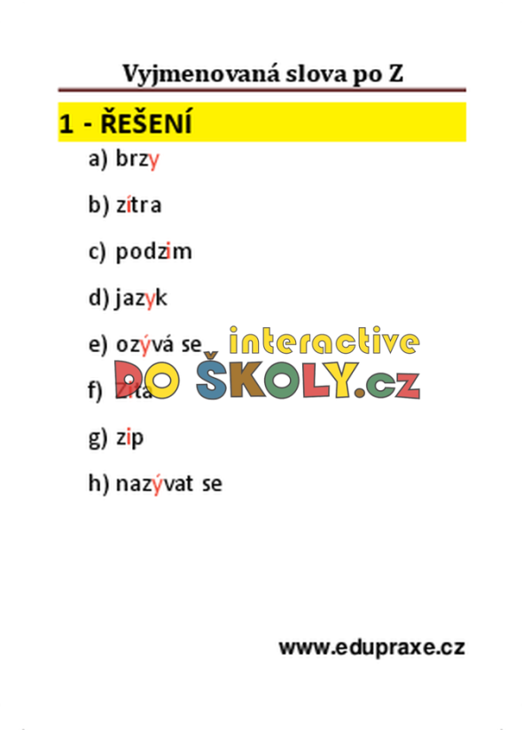 Vyjmenovaná slova po „Z“