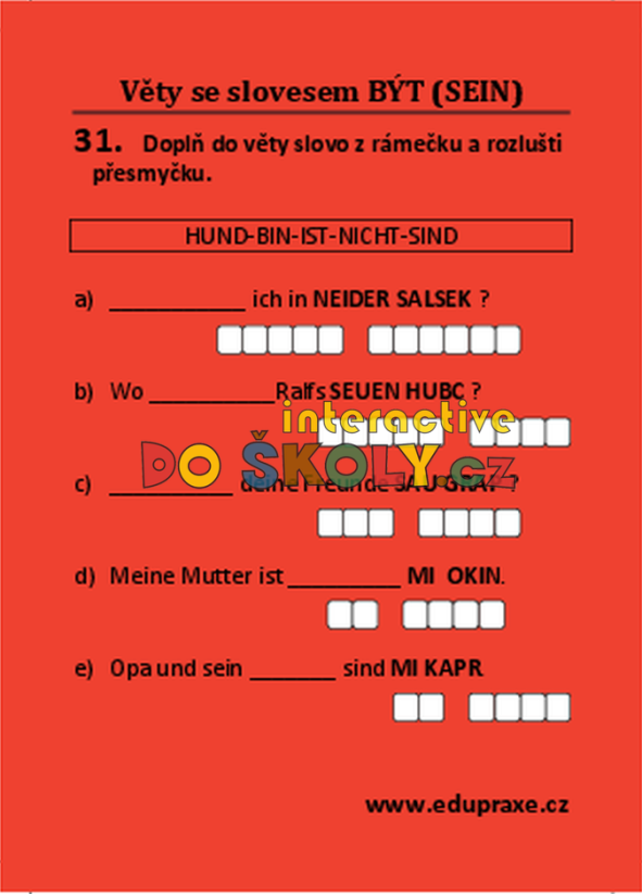Věty se slovesem BÝT (SEIN)