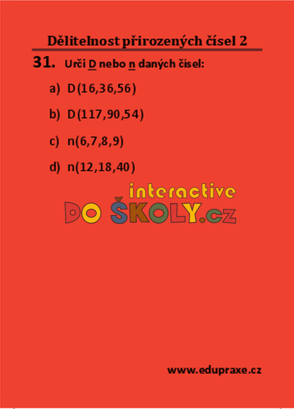 Přirozená čísla – dělitelnost 2