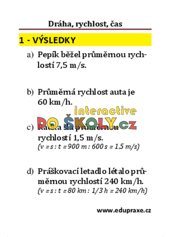 Dráha, rychlost, čas