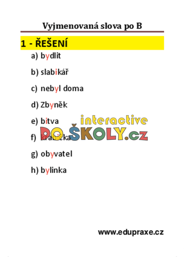 Vyjmenovaná slova po „B“