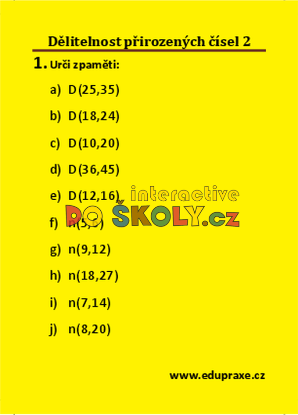 Přirozená čísla – dělitelnost 2