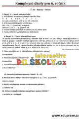 Soubor pracovních listů s komplexními úkoly pro 6. ročník