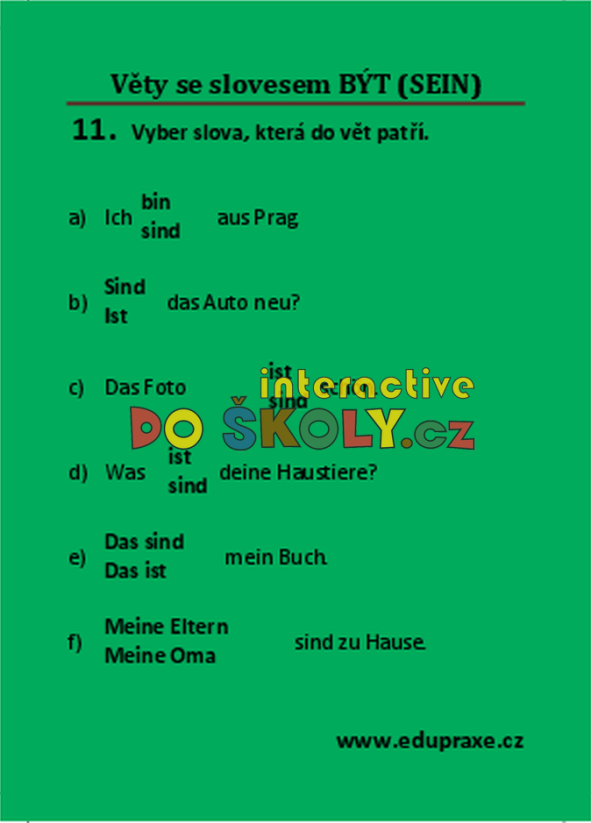 Věty se slovesem BÝT (SEIN)