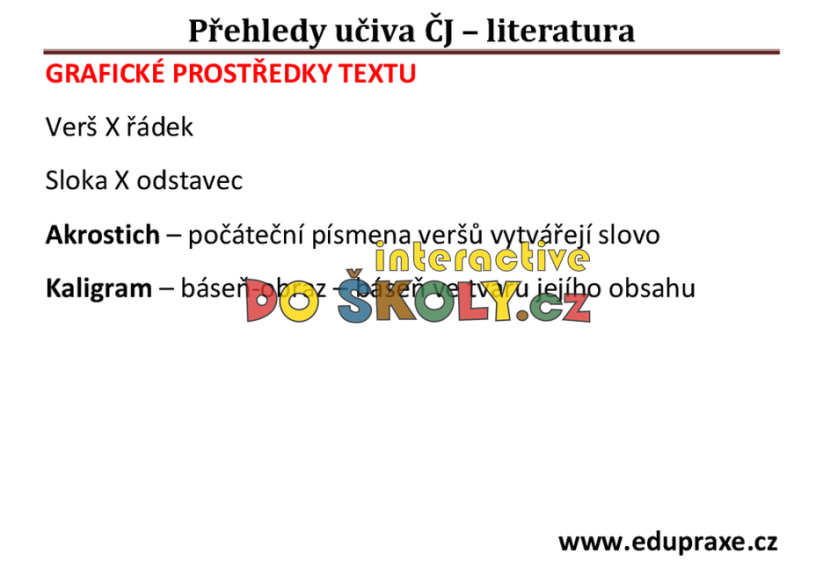 Přehledy do českého jazyka - literatura