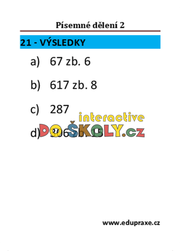 Písemné dělení 2 (4. + 5. ročník)