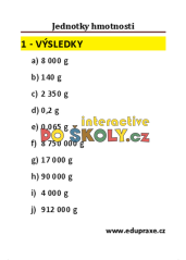 Převody jednotek hmotnosti