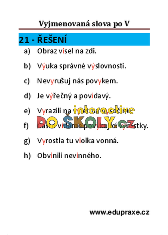Vyjmenovaná slova po „V“