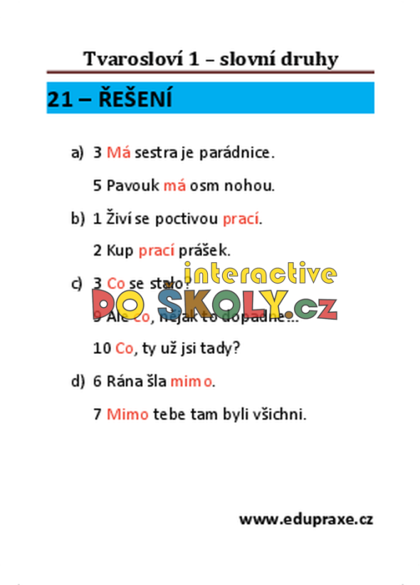 Tvarosloví 1 – slovní druhy