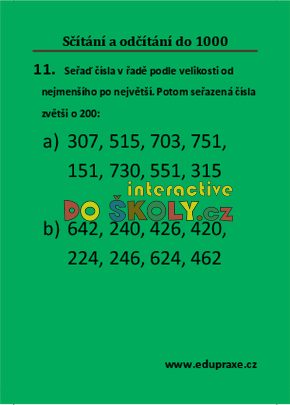 Sčítání a odčítání do 1000