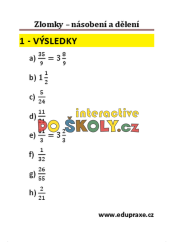 Zlomky – násobení a dělení