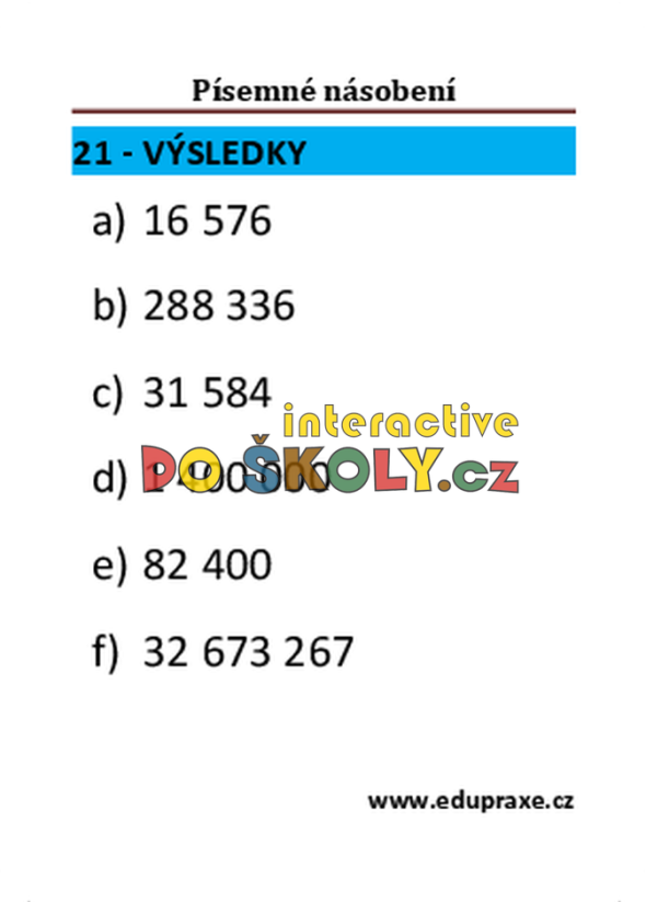 Písemné násobení