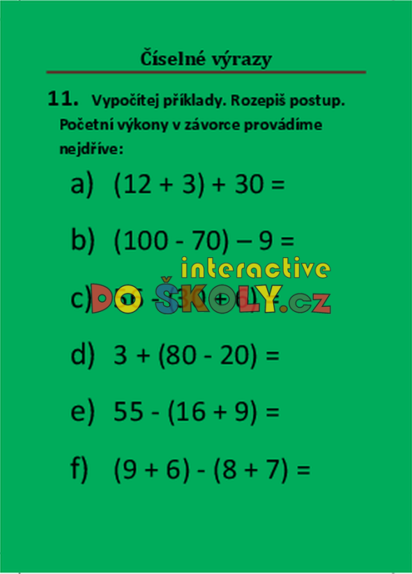 Číselné výrazy (3. - 5. ročník)